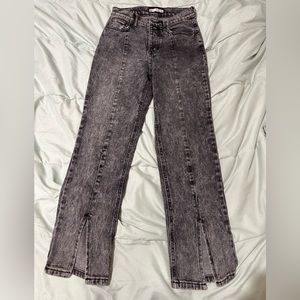 dark grey super high rise straight jeans, size xs